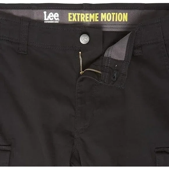 Lee Extreme Motion Carolina Cargo Shorts Mens 29 Black Cotton Stretch NEW